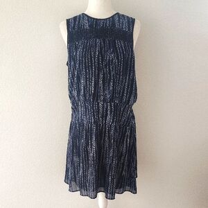 Michael Kors Women's Blue Smocked Sundress Crew Neck Size 10